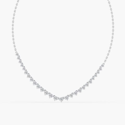 Graduated Mini Tennis Lab Diamond Necklace  in 14K