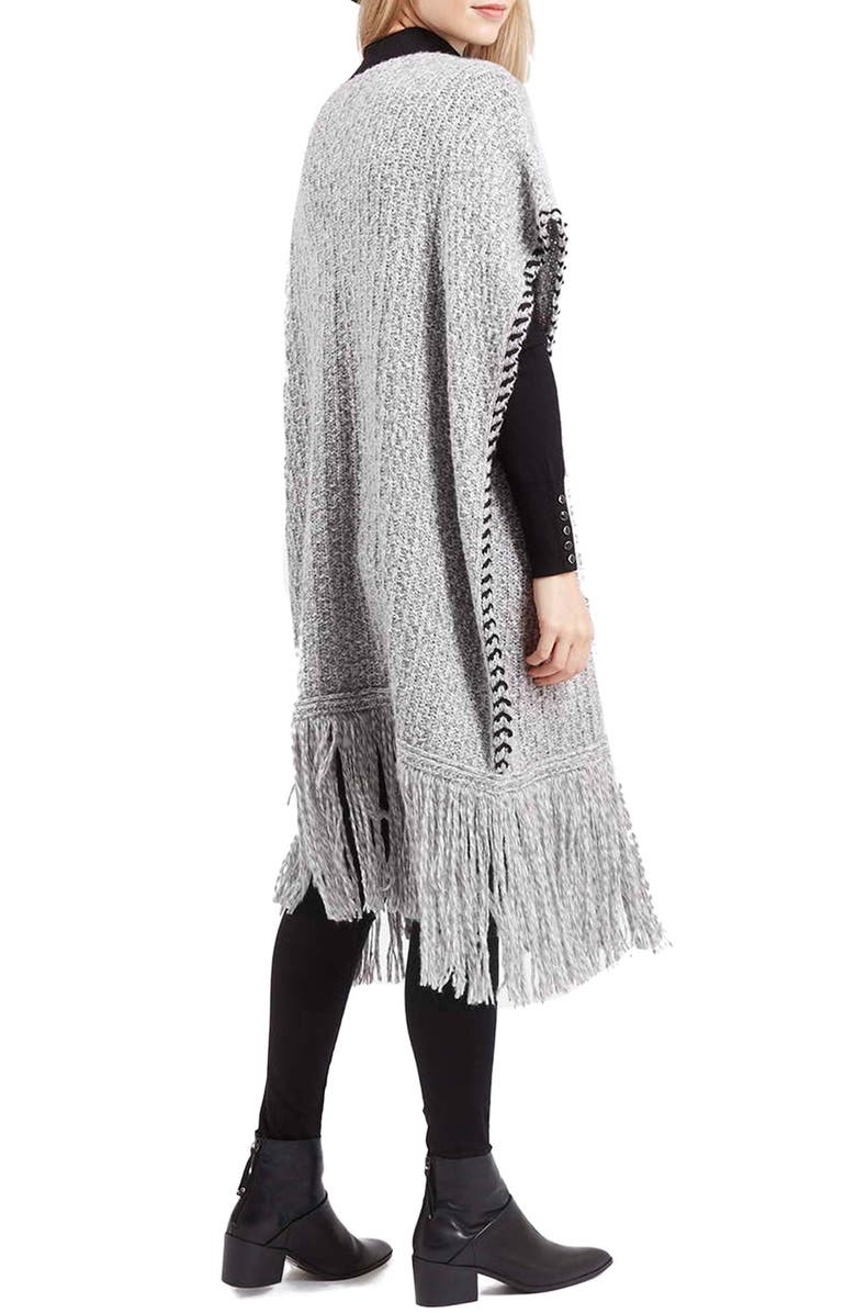 Topshop Whipstitch V-Neck Poncho, Alternate, color, 