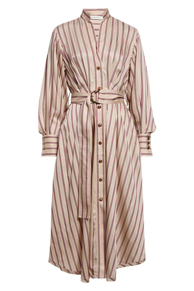 Valiant Stripe Long Sleeve Midi Shirtdress, Main, color, CREAM ROSE STRIPE