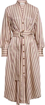 Zimmermann Valiant Stripe Long Sleeve Midi Shirtdress