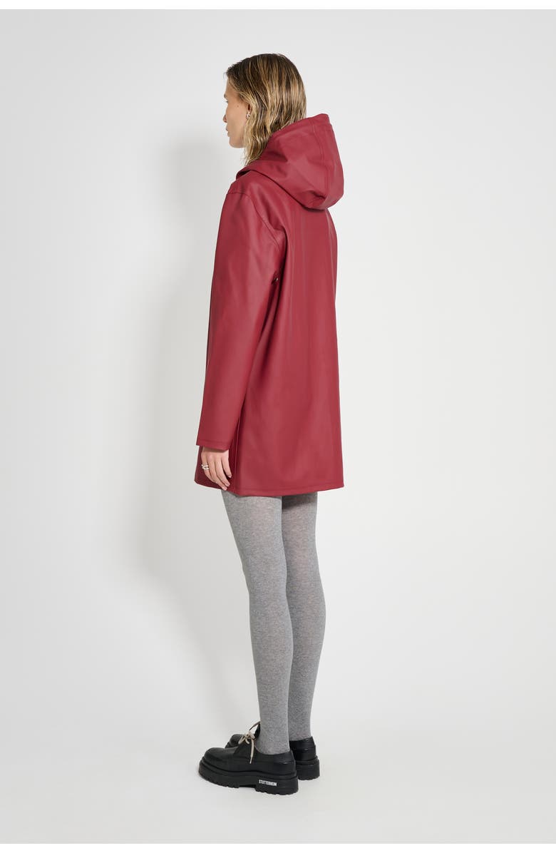 Stutterheim Stockholm Long Sleeve Hooded Raincoat, Alternate, color, Burgundy