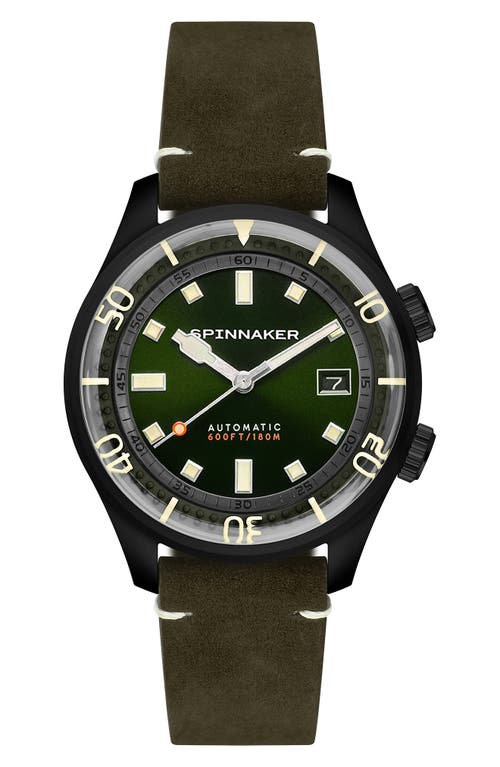 Spinnaker Bradner Automatic Leather Strap Watch, 42mm In Green