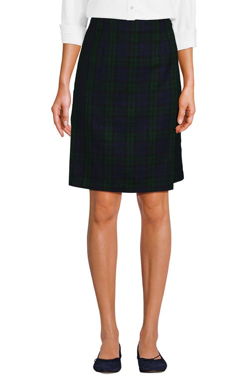 Lands' End School Uniform Plaid A Line Tab Skort Top Of Knee In Black