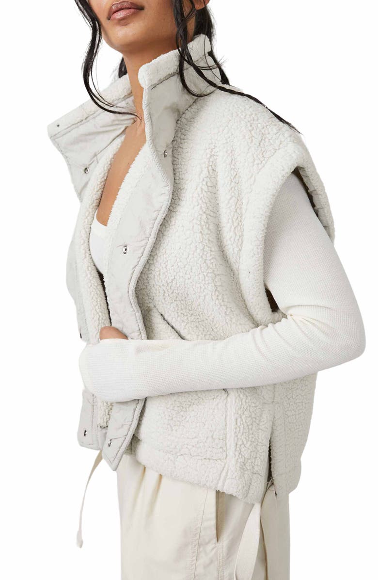 Free People FP Movement Scout It Out Fleece Vest, Alternate, color, Birch Tree