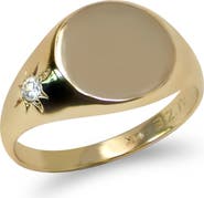 Anzie Aztec 14K Gold & Diamond Engravable Signet Ring
