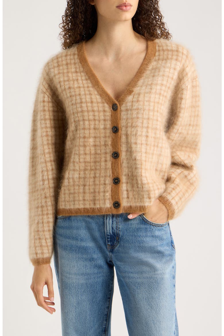 The Brushed Scholar Cardigan, Main, color, TAUPE MULTI PLAID