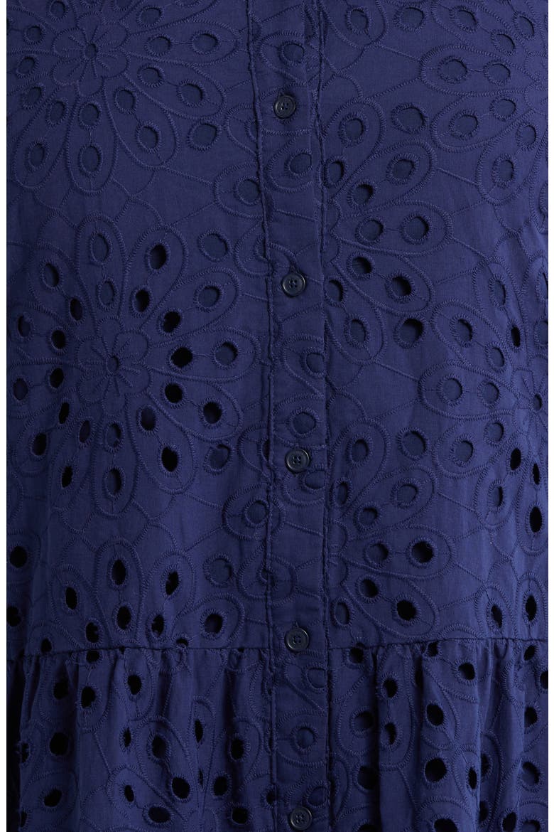 Eyelet Embroidered Tiered Cotton Dress, Alternate, color, DISTANT MOUNTAIN