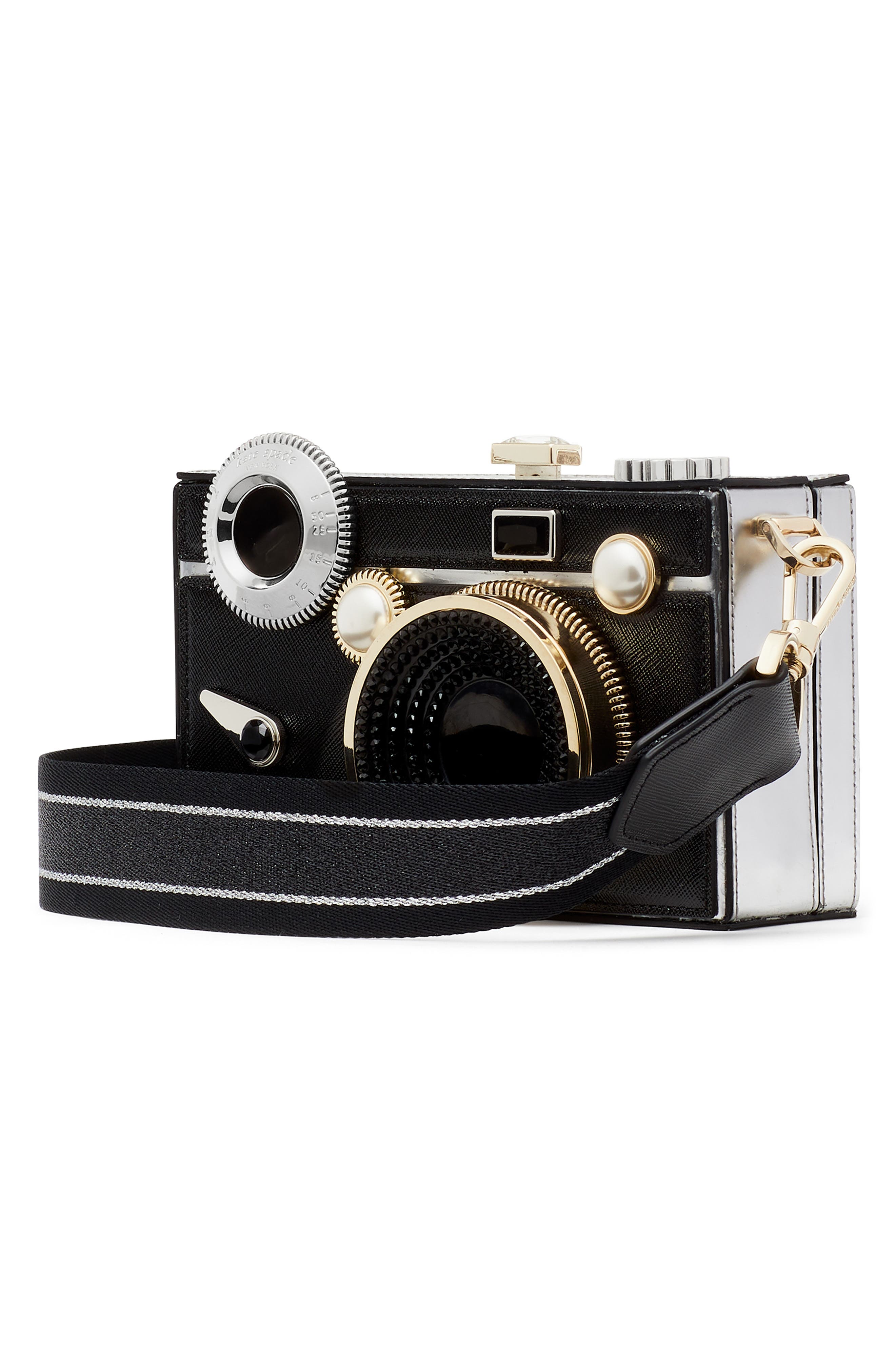 Kate Spade New York clic metallic leather 3d camera bag, Alternate, color, 