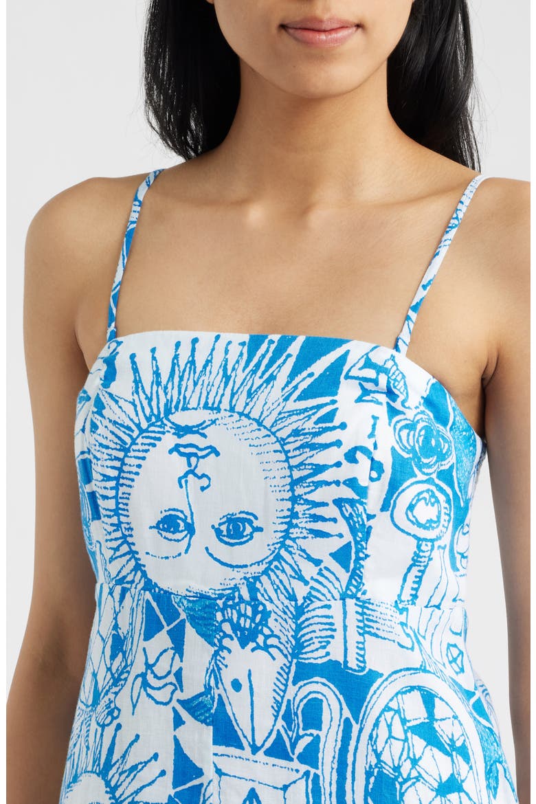 Jorgian Print Linen Midi Dress, Alternate, color, RESORT WHITE