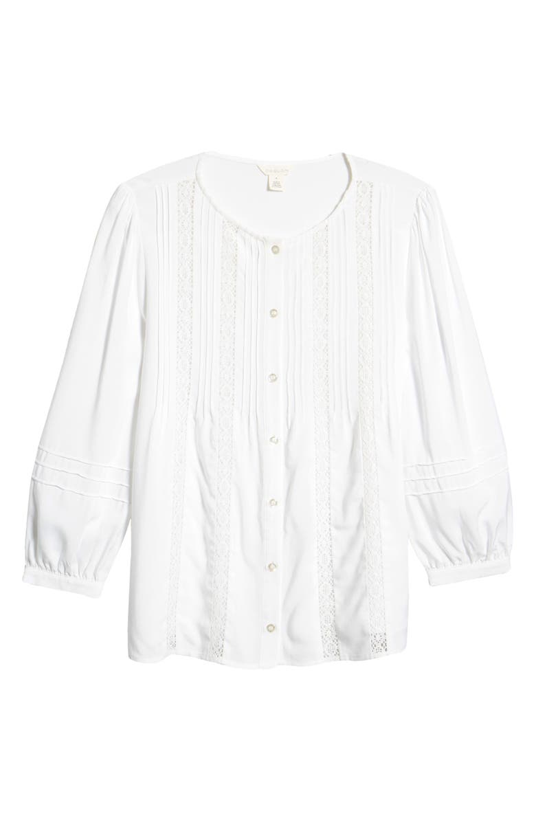 Caslon<sup>®</sup> Lace Inset Pintuck Blouse, Alternate, color,