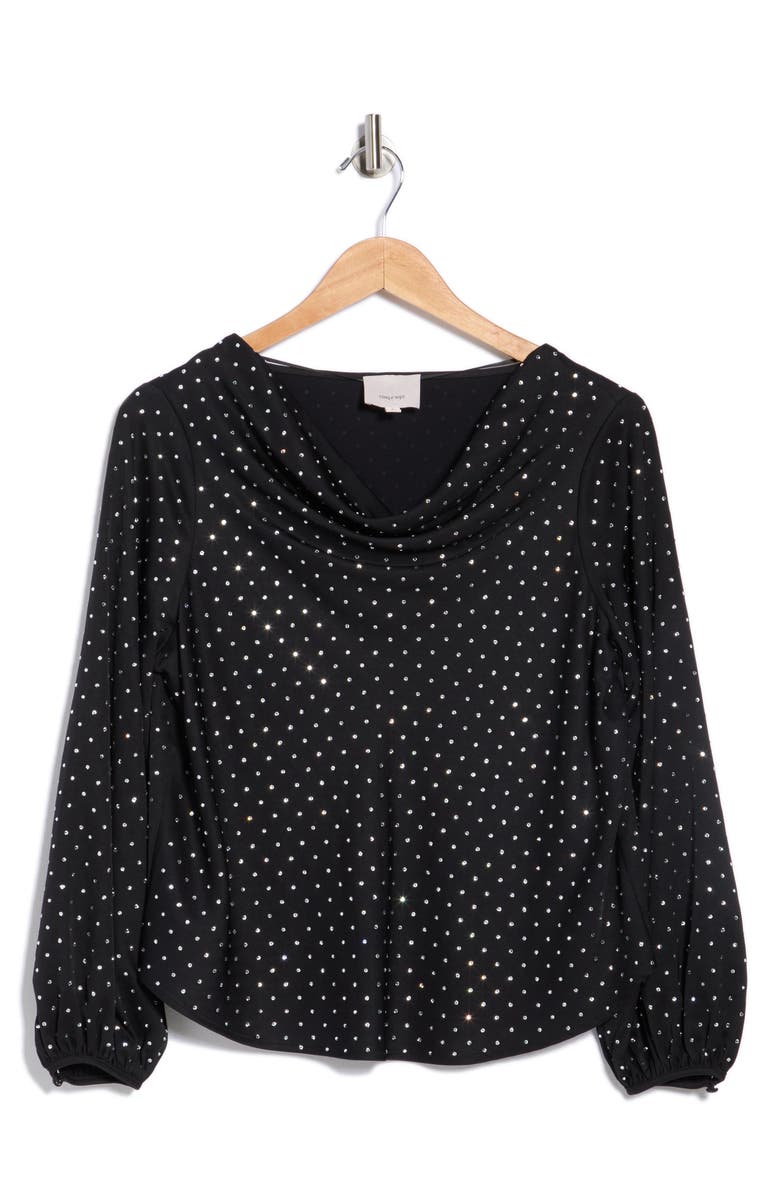 Cinq à Sept Irene Embellished Cowl Neck Top, Alternate, color, Black
