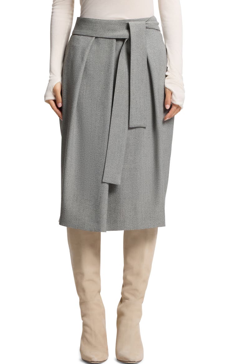 Vakava Tie Waist Skirt, Main, color, SILVER GREY SHARKSKIN