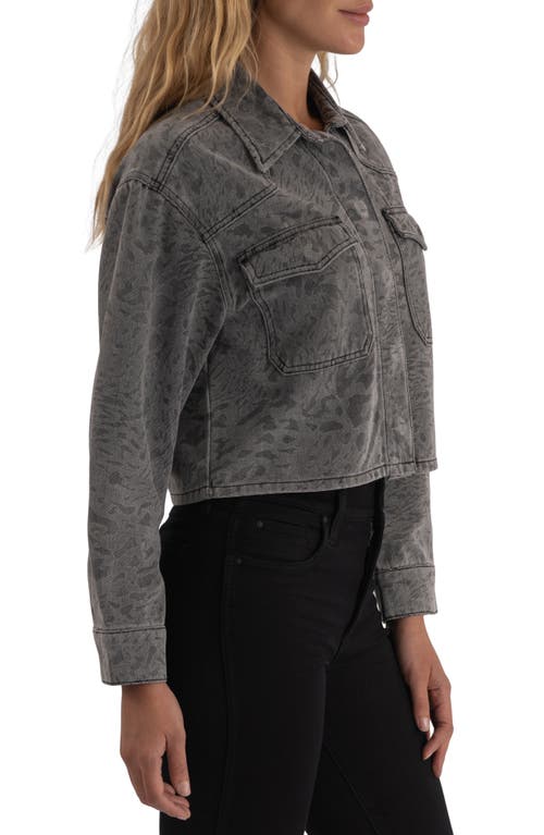 Kut From The Kloth Miley Animal Print Jacquard Denim Jacket In Gray