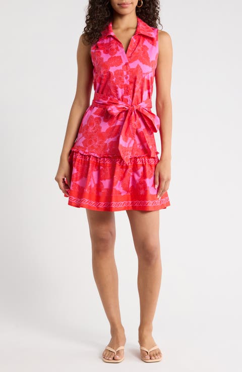 Rency Floral Zady Belted Cotton Shirtdress