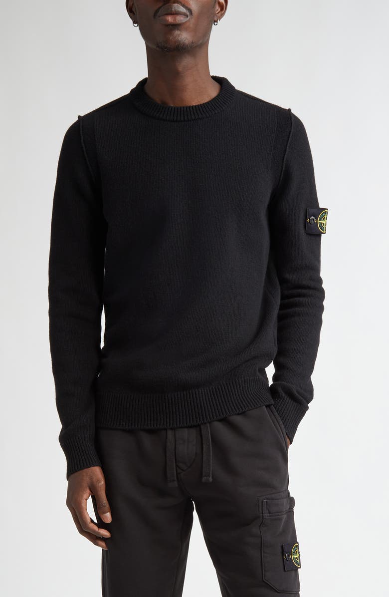 Stone Island Compass Logo Crewneck Wool Blend Sweater, Main, color,