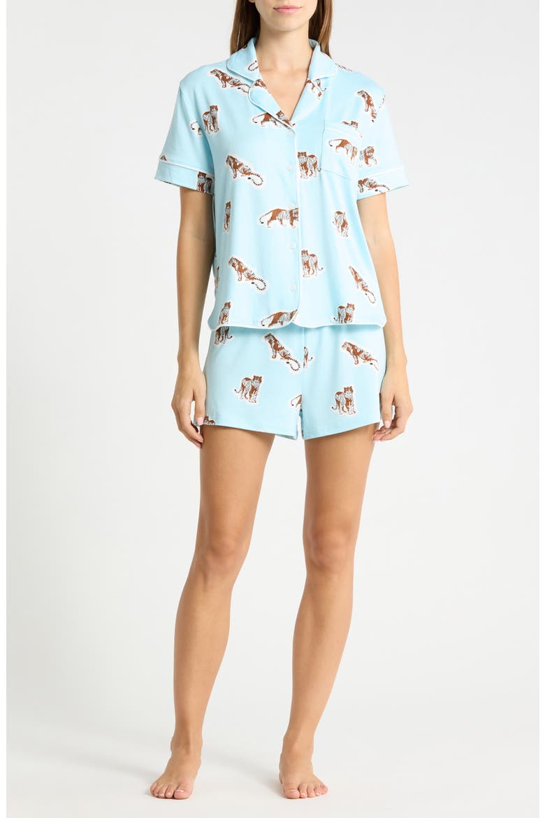 Quiet Night Pajamas, Main, color, AQUA TIGERS