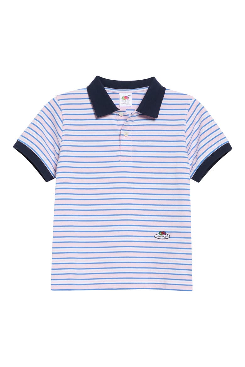 Striped Jersey Baby Polo, Alternate, color, PINK STRIPE