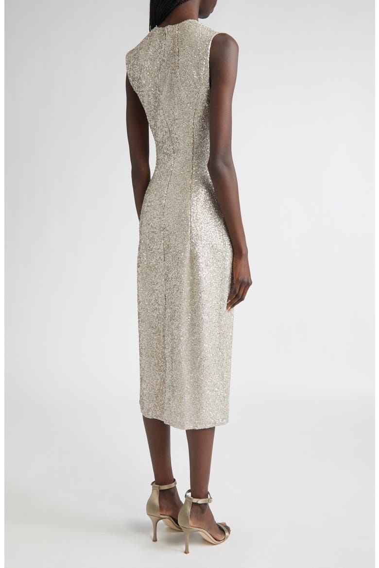 Hand Embroidered Sequin Midi Dress, Alternate, color, OYSTER