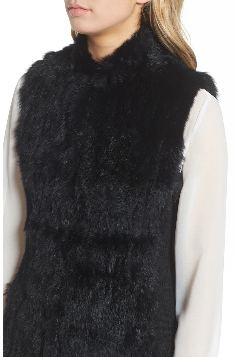 Genuine Rabbit Fur & Knit Vest (Nordstrom Exclusive), Alternate, color, BLACK