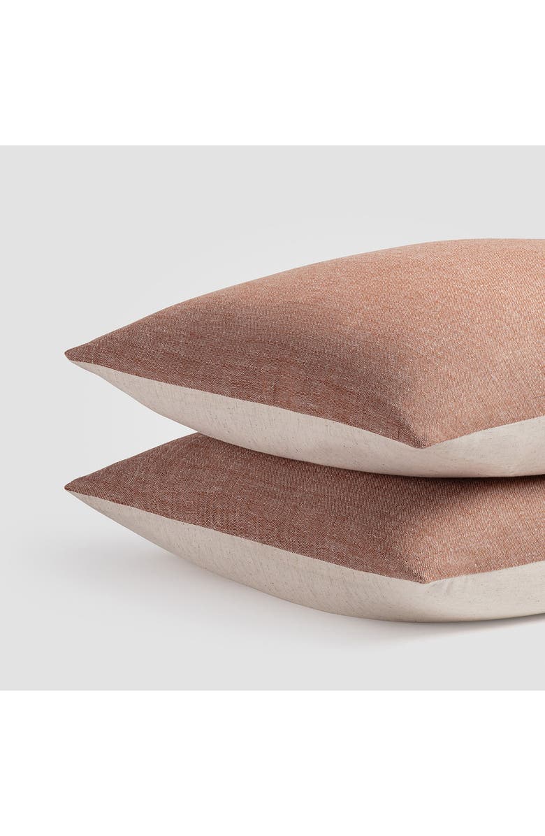 Crane Air Set of 2 Crinkled Cotton & Linen Pillow Shams, Alternate, color, Brown