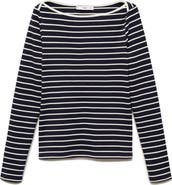 MANGO Stripe Boat Neck Top