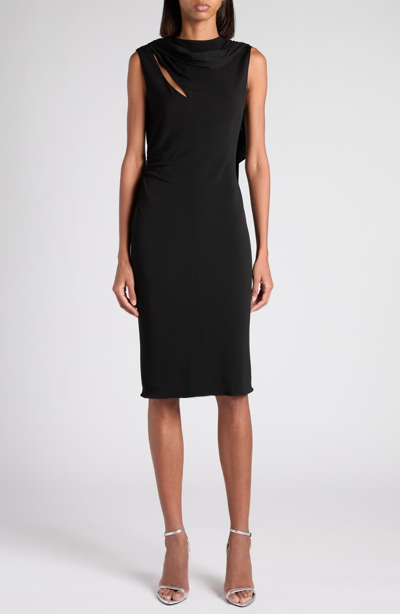 TOM FORD Cutout Shoulder Crepe Jersey Cocktail Dress, Main, color, Lb999 Black