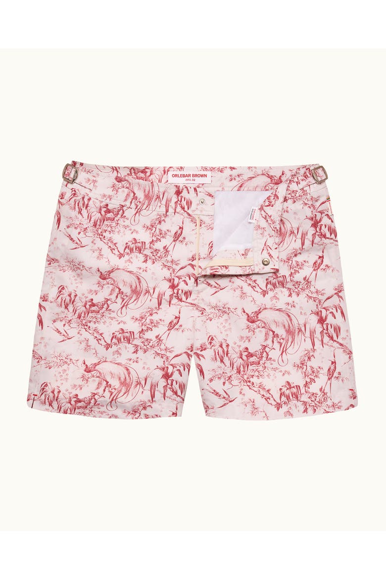 Bulldog Mid-Length Zephra Printed Swim Shorts, Alternate, color, CORAL
