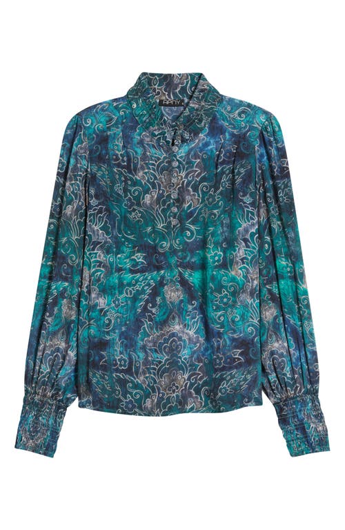 Apny Smocked Cuff Long Sleeve Top In Multi