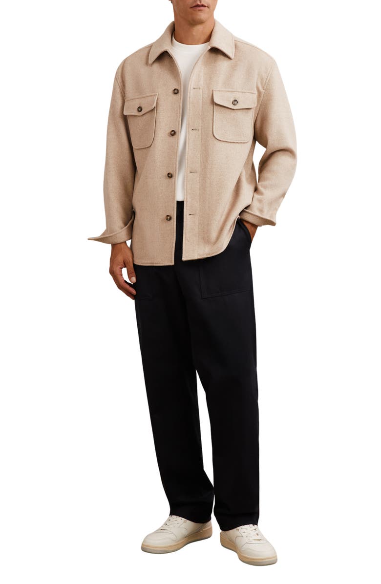 Reiss Liam Brushed Button-Up Shirt, Alternate, color, Oatmeal Brown