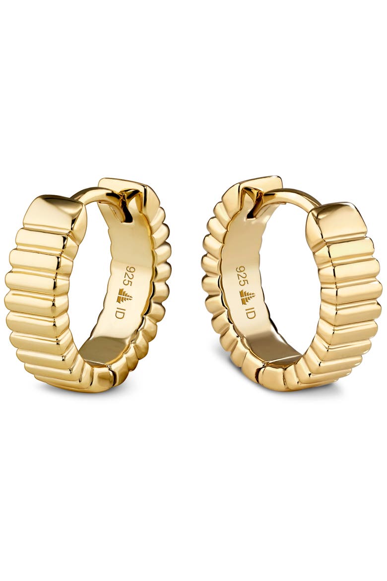 Ribbed Hoop Earrings in Gold Plated Sterling Silver, Main, color, Yellow Gold