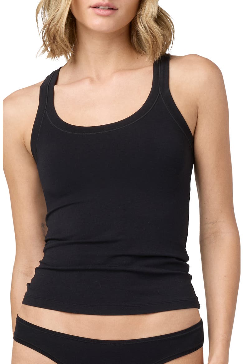 Stretch Cotton Camisole, Main, color, BLACK