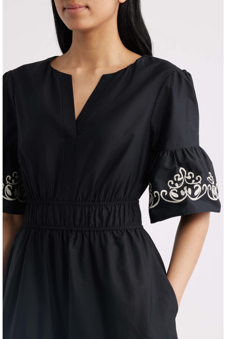 Ruffle Cotton Dress, Alternate, color, BLACK
