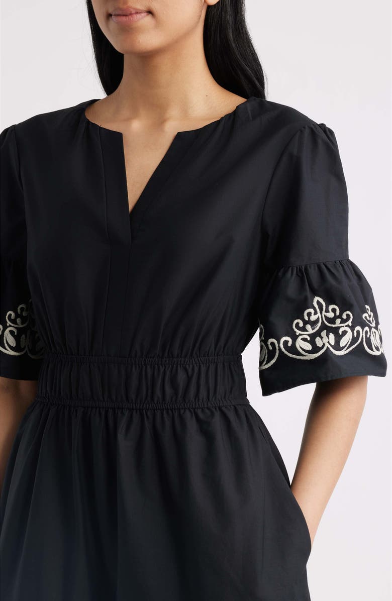 Vince Camuto Ruffle Cotton Dress, Alternate, color, Black
