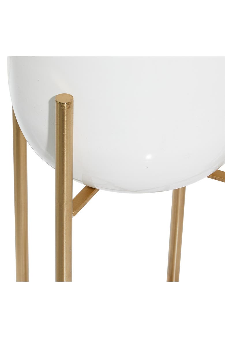 Contemporary White & Gold Floor Planters - Set of 2, Alternate, color, WHITE
