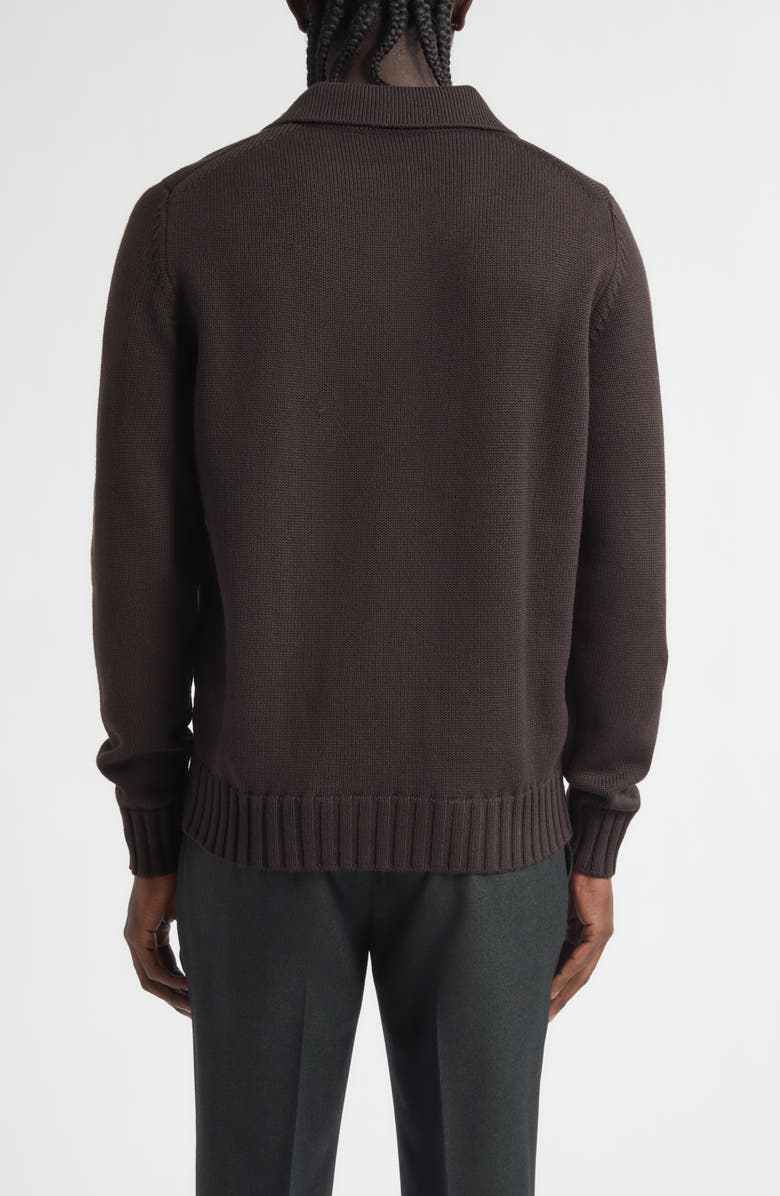 Thom Sweeney Skipper Johnny Collar Virgin Wool Polo, Alternate, color, 280 - Dark Brown