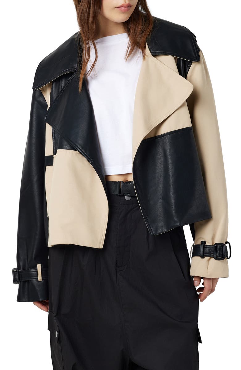 Noisy may Paula Colorblock Leather Trim Jacket, Main, color,