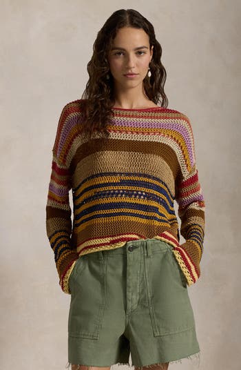 トップス \"Ralph Lauren\"multi border cotton knit Polo by Ralph Lauren