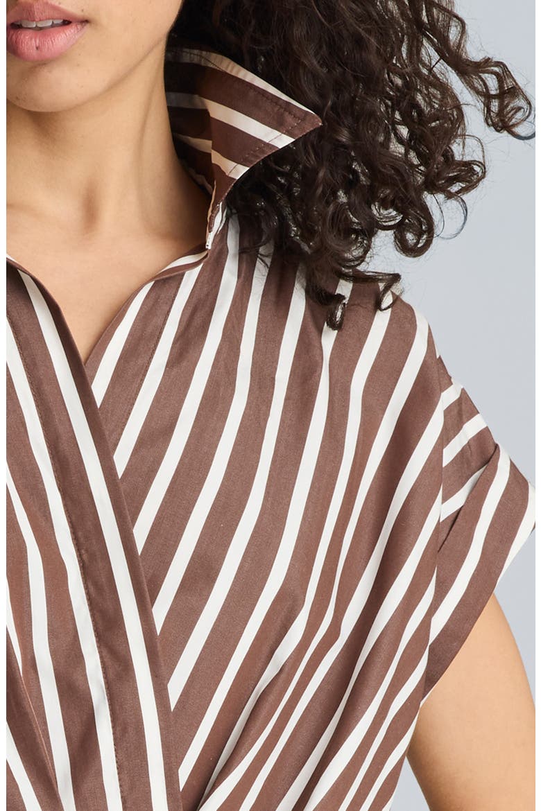 Pleated Crossover Cotton Top, Alternate, color, BRUNETTE / PURE WHITE