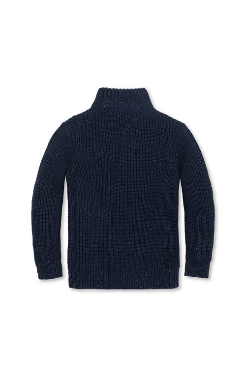 Hope & Henry Kids' Organic Mock Neck Cardigan Stitch Sweater In Black