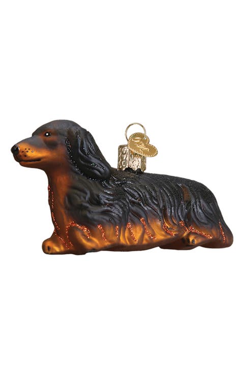 Long-Haired Dachshund Christmas Ornament