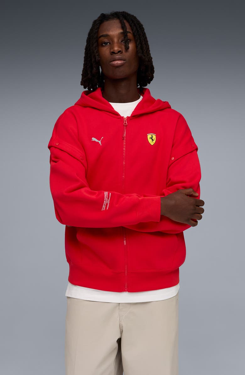 PUMA Ferrari Premium Oversize Zip Hoodie, Alternate, color, Rosso Corsa