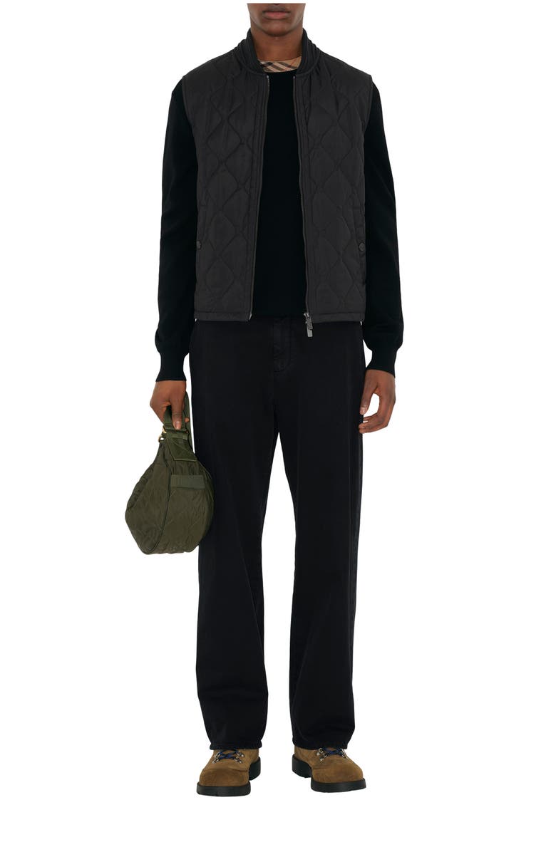 Burberry Quilted Nylon Gilet, Main, color, Black