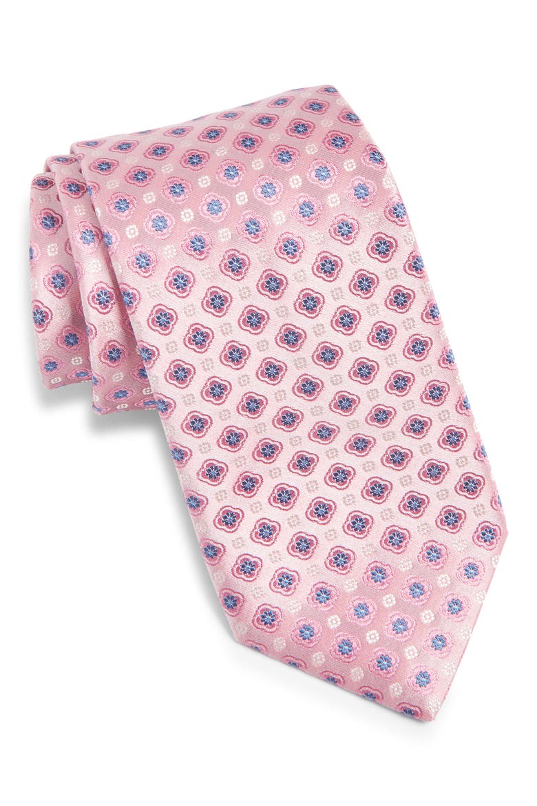 Medallion Silk Tie, Main, color, PINK