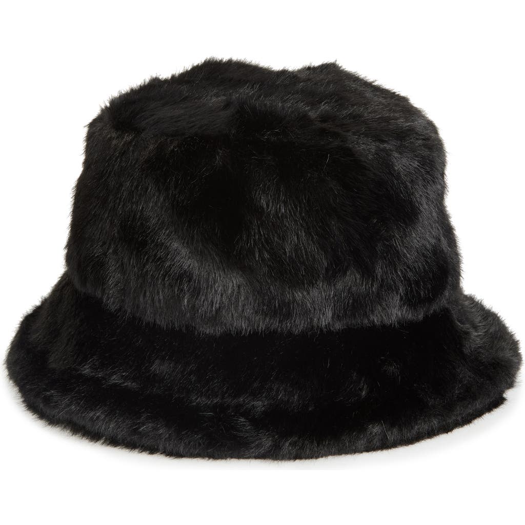 Nordstrom Rack Faux Fur Bucket Hat In Black