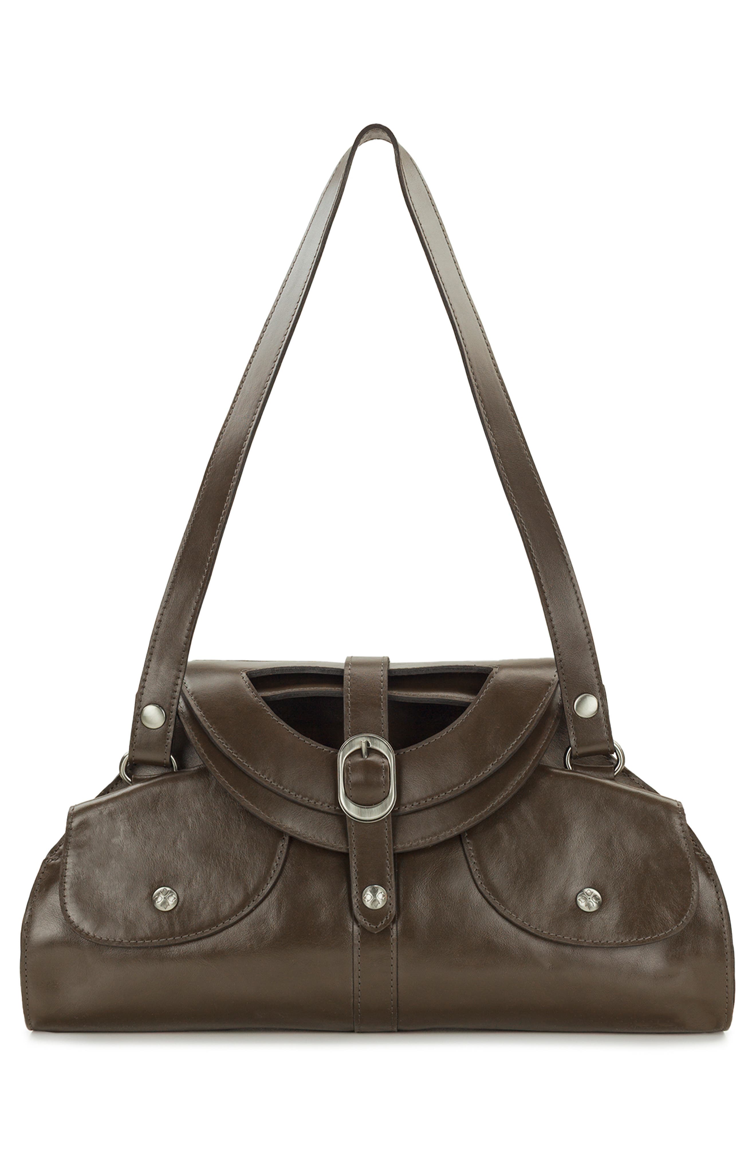 Patricia Nash Milania Leather Top Handle Bag, Alternate, color, Mushroom