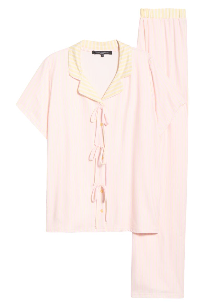 Bow Detail Pajamas, Alternate, color, LEMON PINK