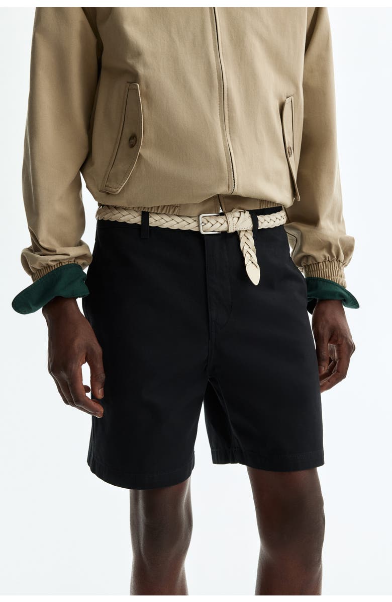 H&M Relaxed Fit Chino Shorts, Alternate, color, Black