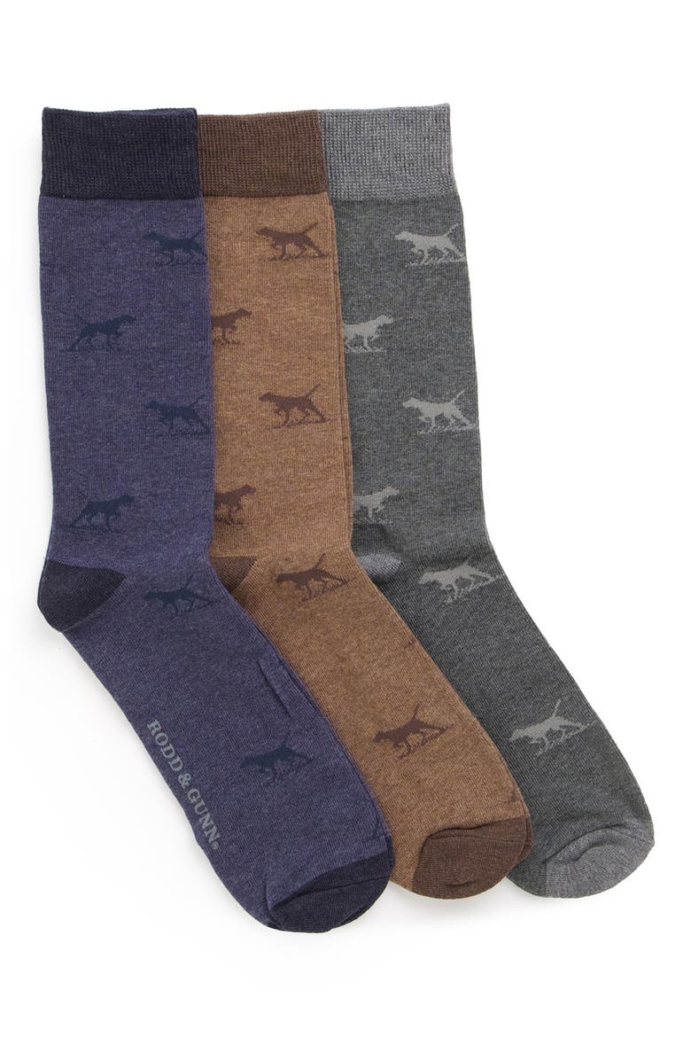 Dogs-a-Plenty Assorted 3-Pack Cotton Blend Crew Socks, Main, color, WASHED MULTI