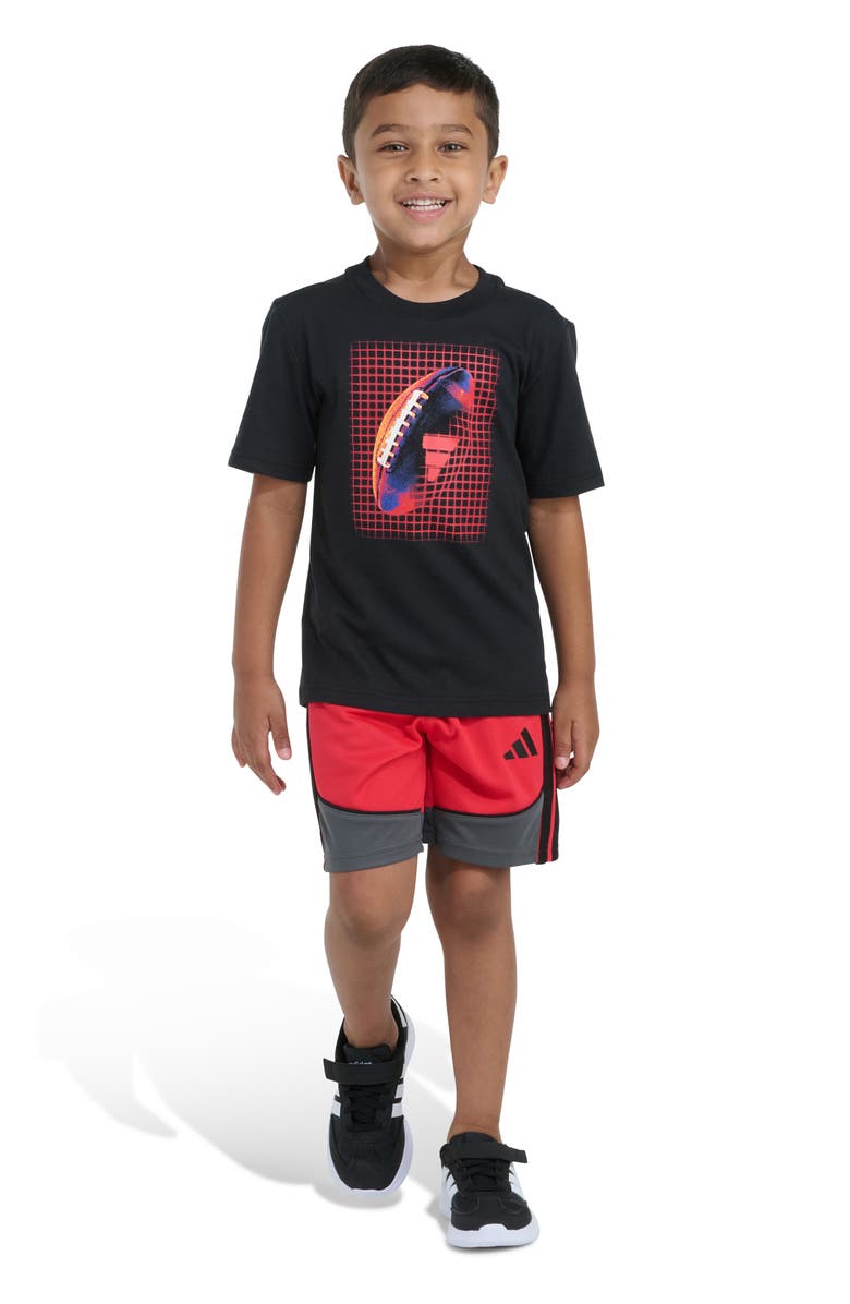 adidas Kids' Basketball Graphic T-Shirt & Athletic Shorts Set, Alternate, color, Black