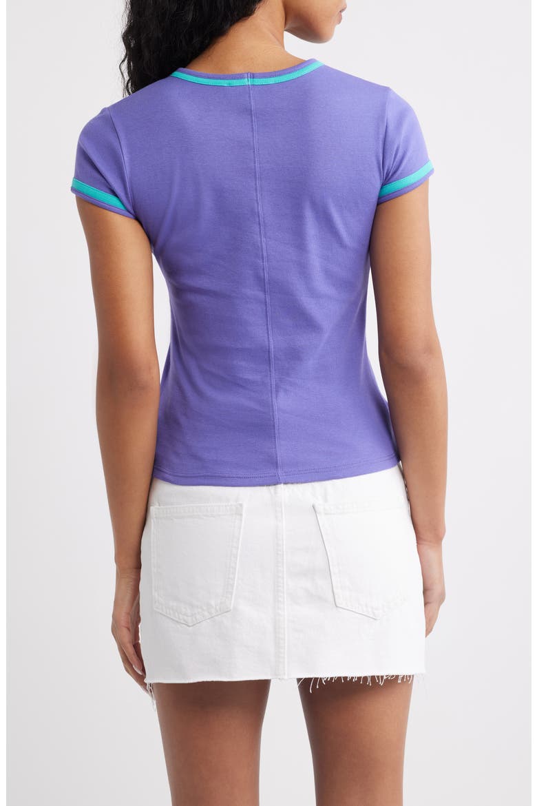 Everyday Contrast Trim Cotton T-Shirt, Alternate, color, PURPLE